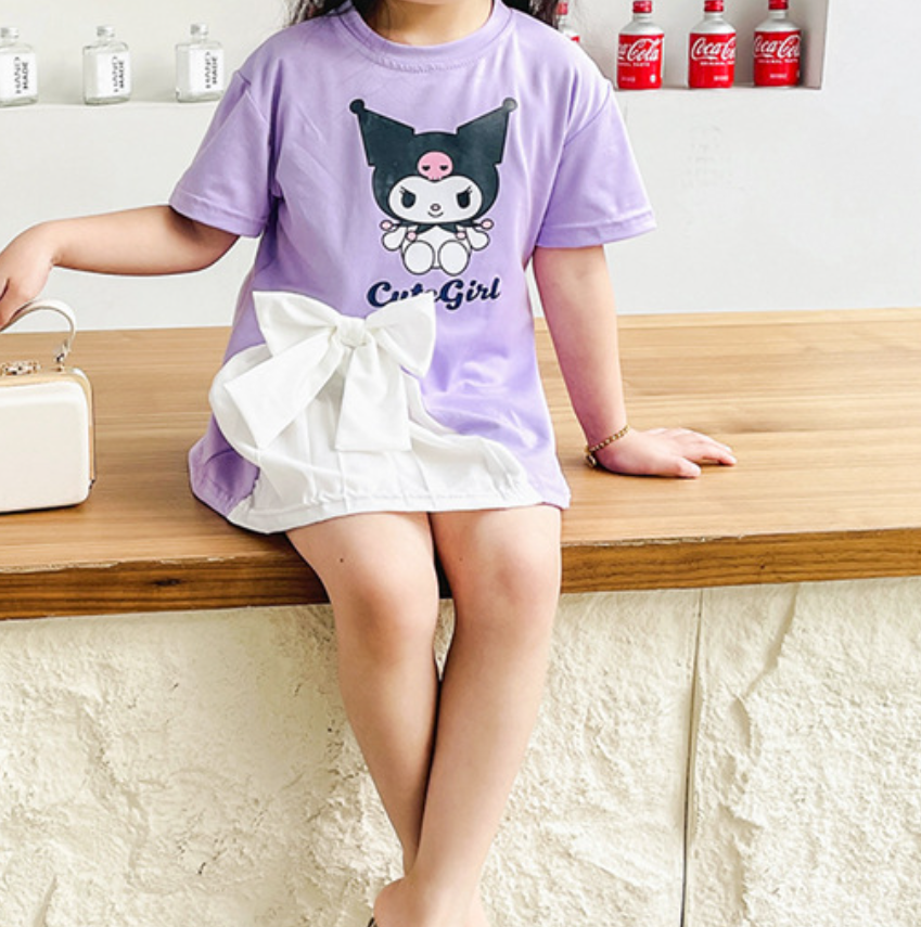 All-Season Sweet & Cute Summer Girls' Tee Dress, Ages 2-9 | Color: Purple | Image 2
