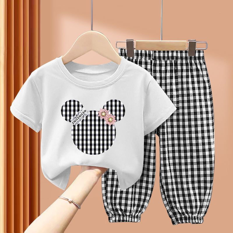 Modern Chic All-Season Minimalist Summer 2-Piece Unisex Kids' Pants Suit, Ages 2-11 | Color: White | Image 1
