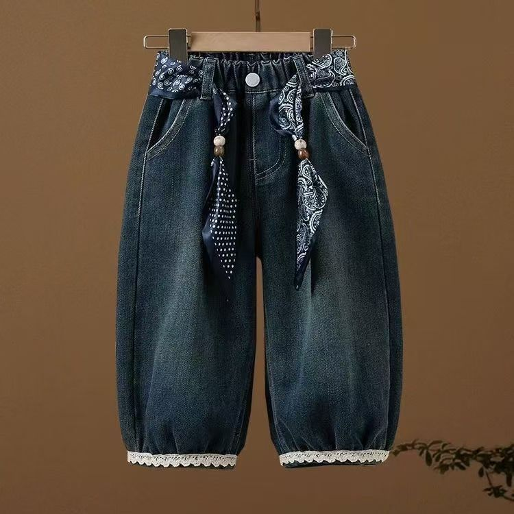 Trendy Autumn Girls' Straight Pants, Ages 2-9 | Color: Navy | Image 3