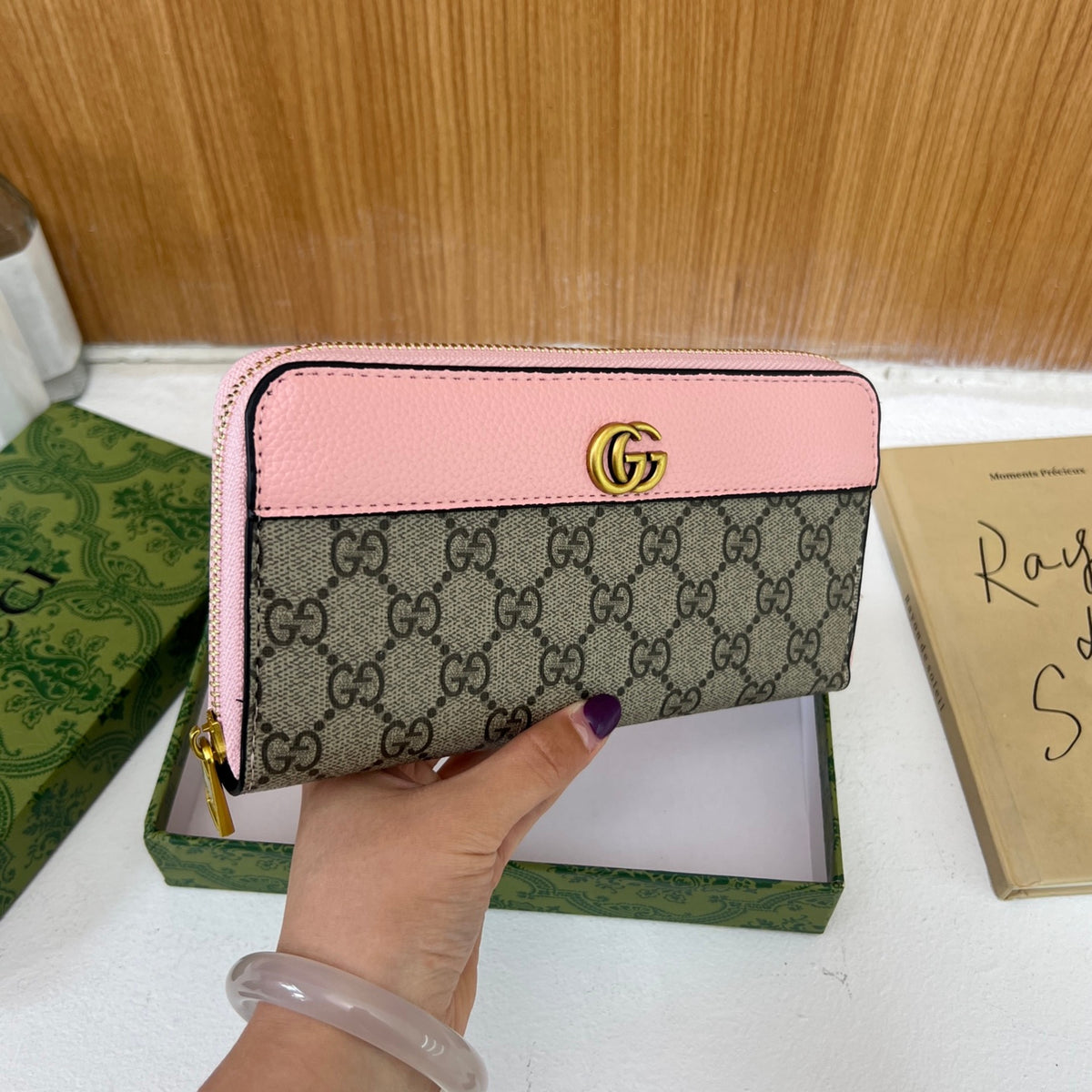 Modern Chic All-Season PU/Artificial Leather/Microfiber Leather, Cloth / Textile Women's Functional Bags Purses/Wallet | Color: Pink | Image 1