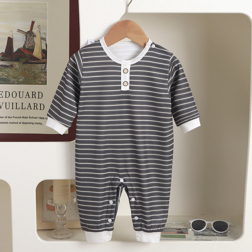 Minimalist Autumn Unisex Baby Jumpsuit, Ages 0-24 Months | Color: Grey | Image 3