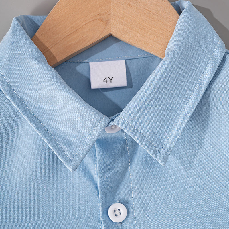 Minimalist Autumn 2-Piece Boys' Pants Suit, Ages 2-5 | Color: Blue | Image 3