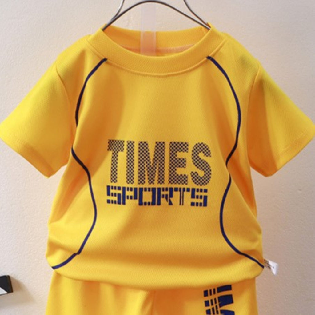 Minimalist Summer 2-Piece Unisex Kids' Pants Suit, Ages 3-13 | Color: Yellow | Image 3