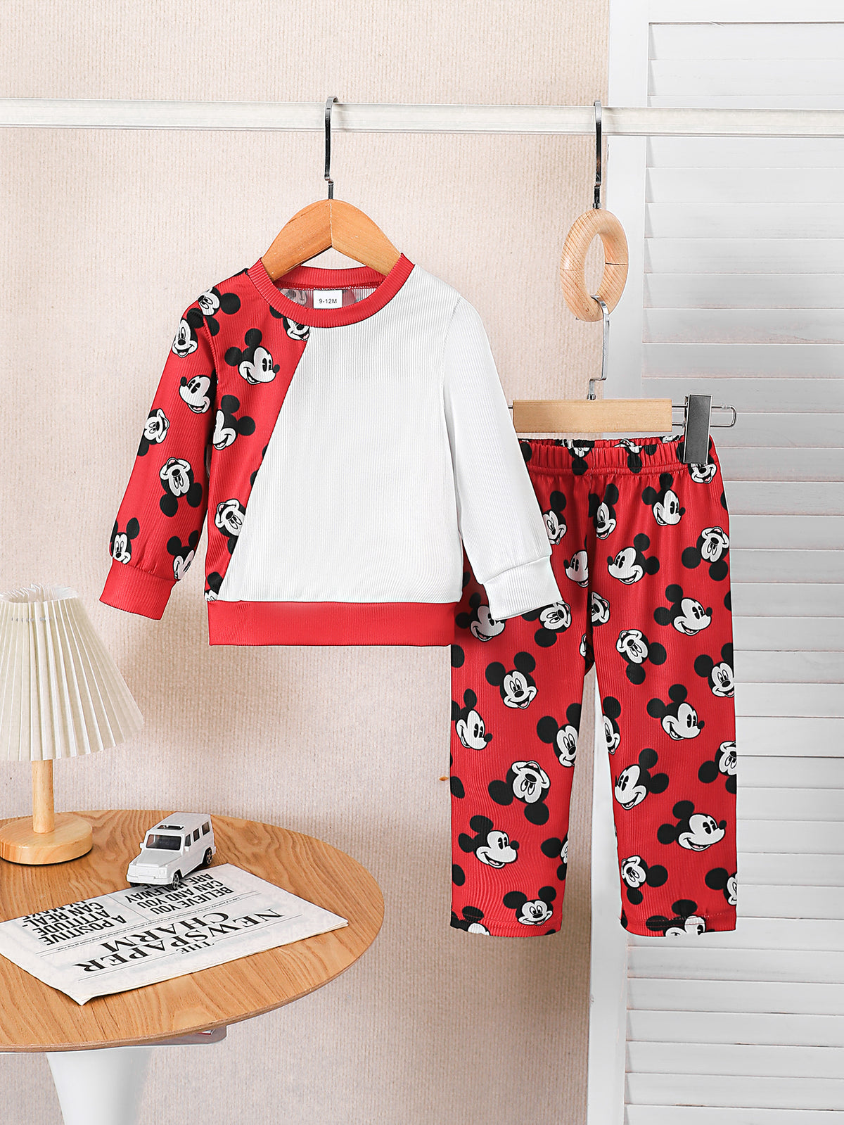 Modern Chic All-Season Casual Sporty Autumn 2-Piece Baby Girls' Pants Suit, Ages 0-24 Months | Color: Red | Image 1