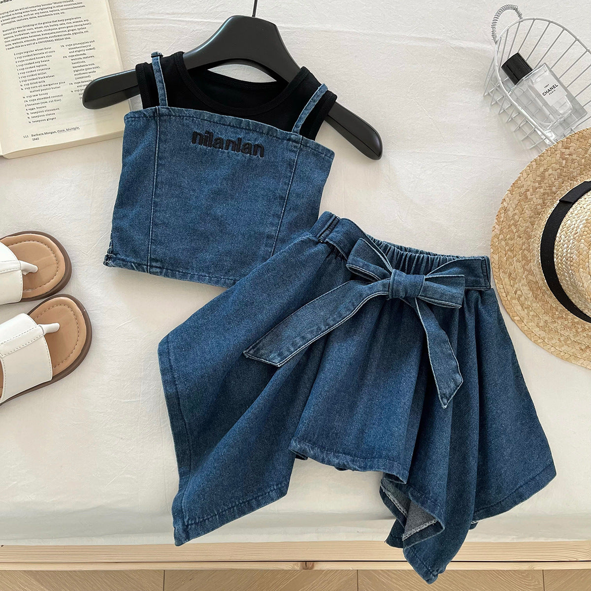 Trendy Summer 3-Piece Girls' Dress Suit, Ages 3-9 | Color: Blue | Image 1