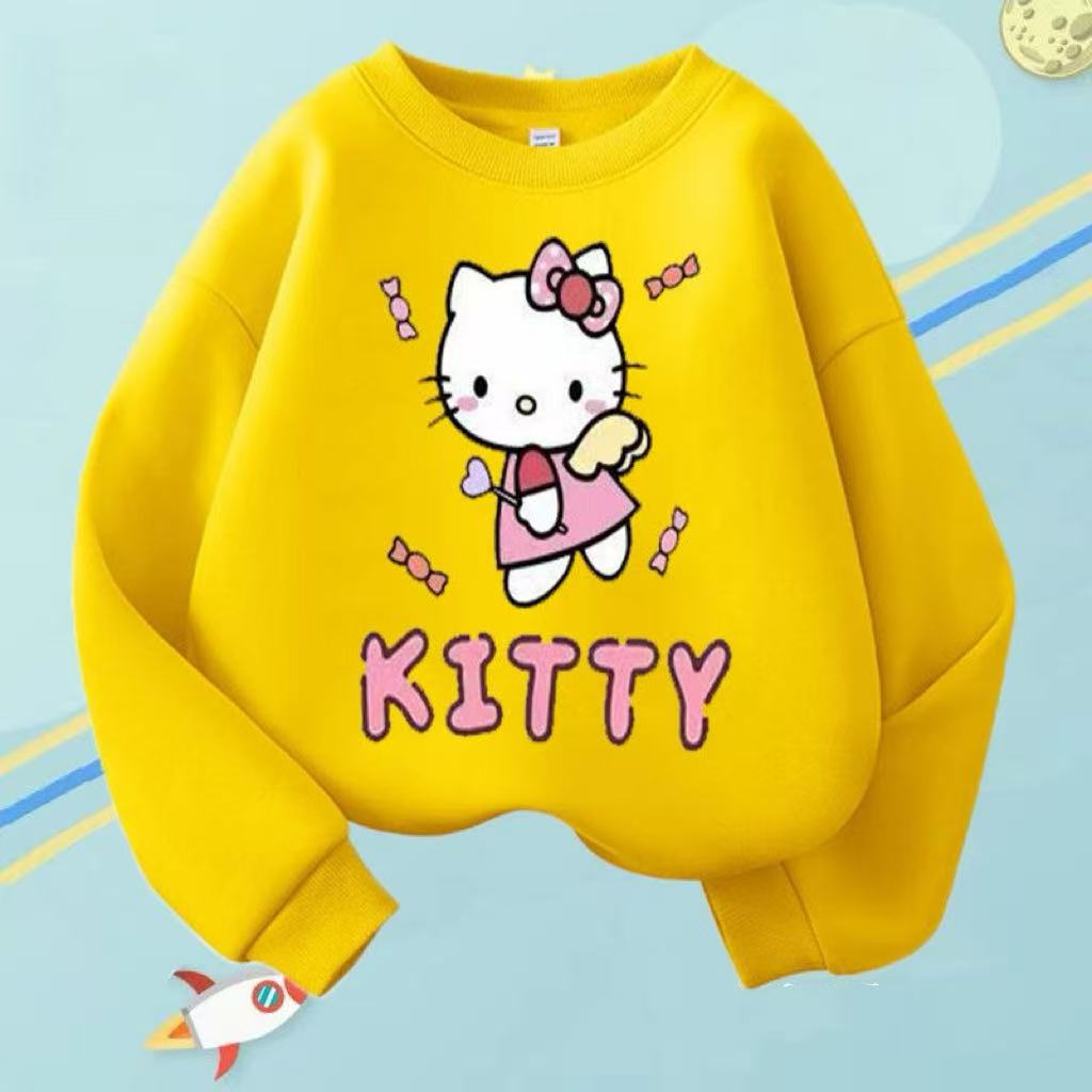 Modern Chic All-Season Minimalist Autumn Girls' Sweatshirt, Ages 2-11 | Color: Yellow | Image 1