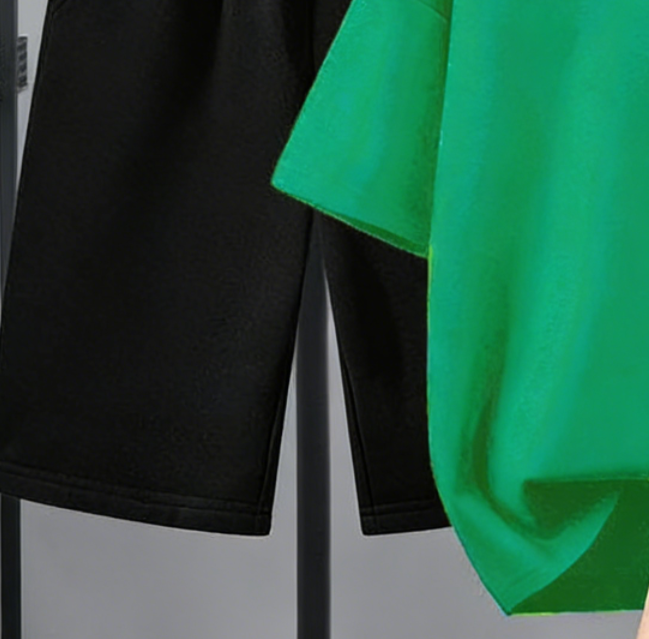 Modern Chic All-Season Minimalist Summer 2-Piece Boys' Pants Suit, Ages 3-14 | Color: Green | Image 2
