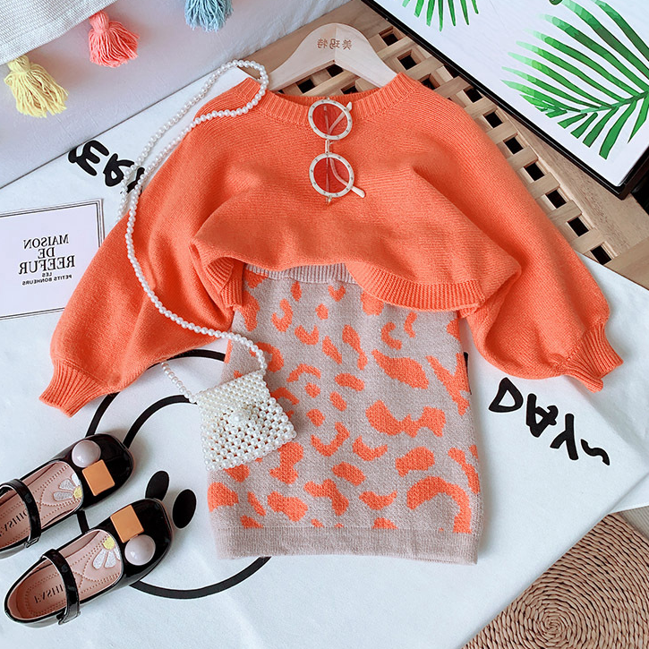 Trendy Winter 2-Piece Girls' Dress Suit, Ages 2-13 | Color: Light Orange | Image 3