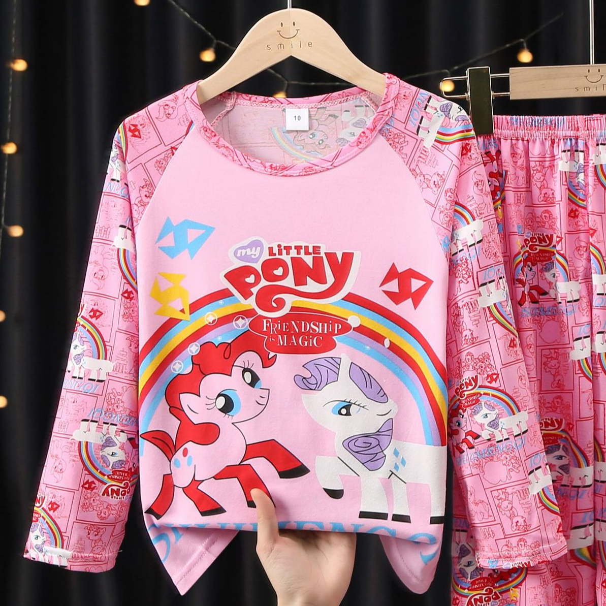 Modern Chic All-Season Minimalist Autumn 2-Piece Girls' Pajama Set, Ages 3-11 | Color: Pink | Image 3