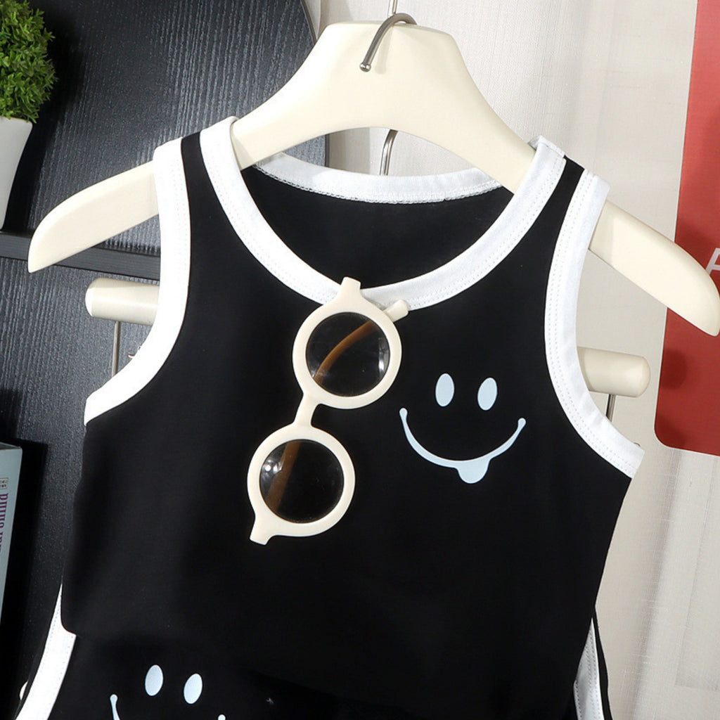 Modern Chic All-Season Casual Sporty Summer 2-Piece Boys' Pants Suit, Ages 2-7 | Color: Black | Image 2