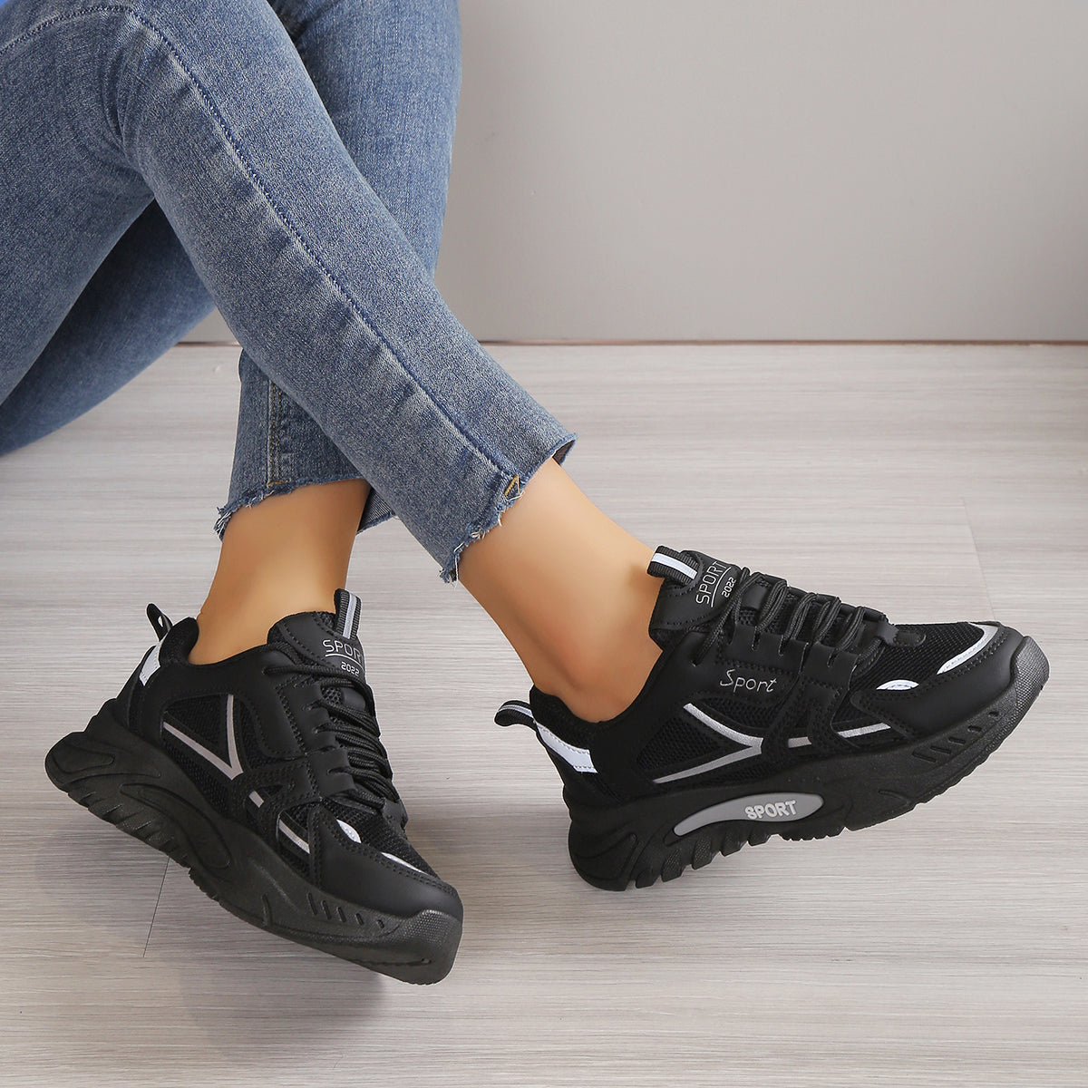 Modern Chic All-Season PU/Artificial Leather/Microfiber Leather Women's Fashion Sneaker | Color: Black | Image 3