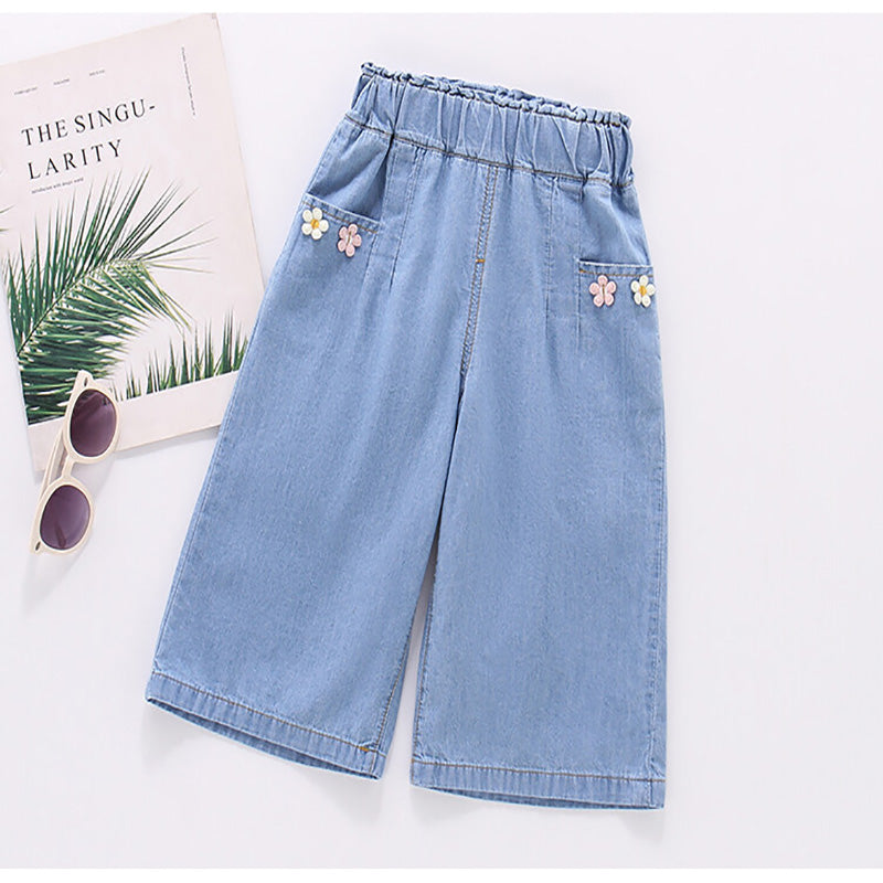 Casual Sporty Autumn Unisex Kids' Jeans, Ages 2-9 | Color: Light Blue | Image 1
