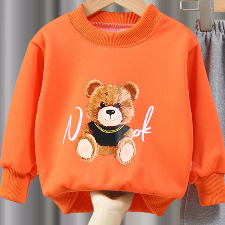 Minimalist Autumn 2-Piece Unisex Kids' Pants Suit, Ages 2-9 | Color: Orange | Image 3