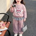 Casual Sporty Autumn 2-Piece Girls' Pants Suit, Ages 2-9 | Color: Pink | Image 1