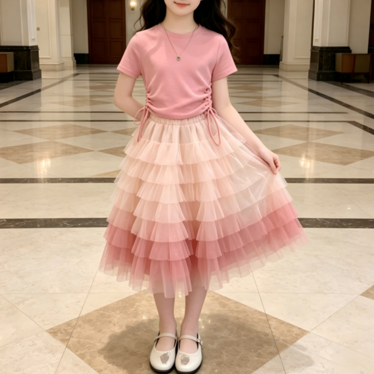 Sweet & Cute Summer 2-Piece Girls' Dress Suit, Ages 4-14 | Color: As the Picture | Image 3