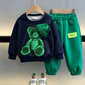 Modern Chic All-Season Casual Sporty Autumn 2-Piece Unisex Kids' Pants Suit, Ages 2-9 | Color: Navy | Image 1