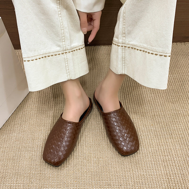 Modern Chic All-Season PU/Artificial Leather/Microfiber Leather Women's Flat Slippers | Color: Brown | Image 3