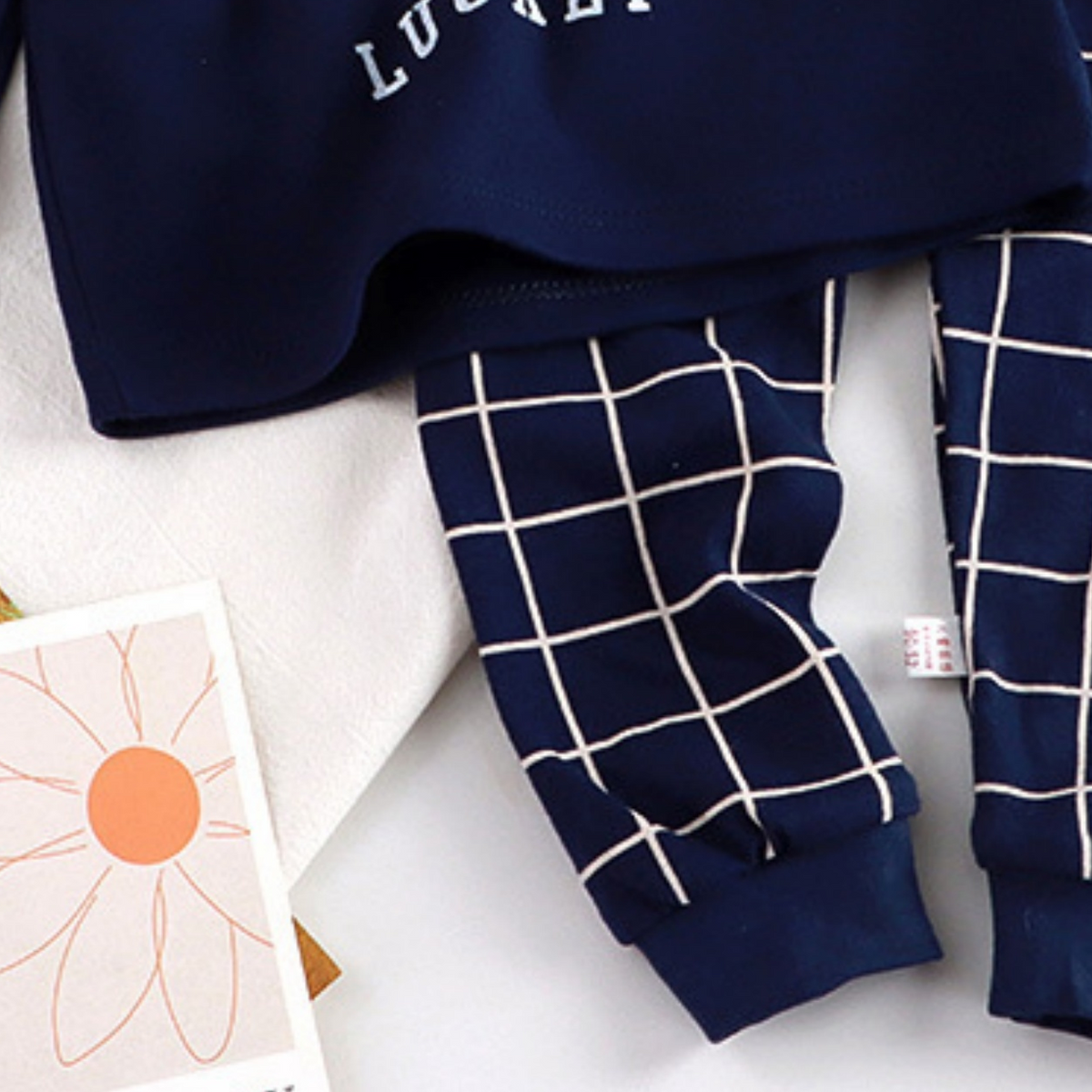 Minimalist Autumn 2-Piece Unisex Kids' Pajama Set, Ages 2-9 | Color: Black | Image 2