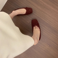 Modern Chic All-Season Suede/Oxford/Scrub Women's Flat Shoes | Color: Red | Image 1