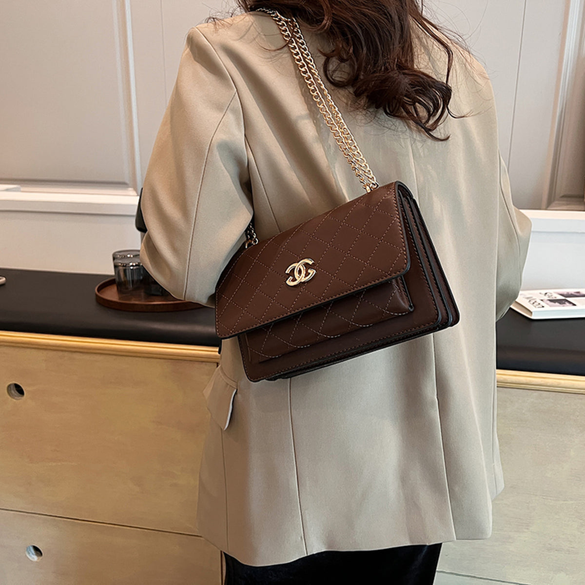 Modern Chic All-Season PU/Artificial Leather/Microfiber Leather Women's Handbags Other Bags | Color: Coffee | Image 1