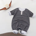 Minimalist Autumn Unisex Baby Jumpsuit, Ages 0-24 Months | Color: Grey | Image 1