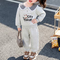 Casual Sporty Autumn 2-Piece Girls' Pants Suit, Ages 2-9 | Color: Grey | Image 1
