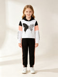 Casual Sporty Autumn 2-Piece Girls' Pants Suit, Ages 2-14 | Color: White | Image 1
