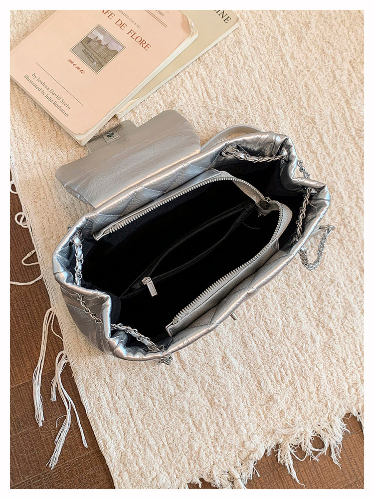 Modern Chic All-Season PU/Artificial Leather/Microfiber Leather Women's Crossbody Bags Other Bags | Color: Silver | Image 3