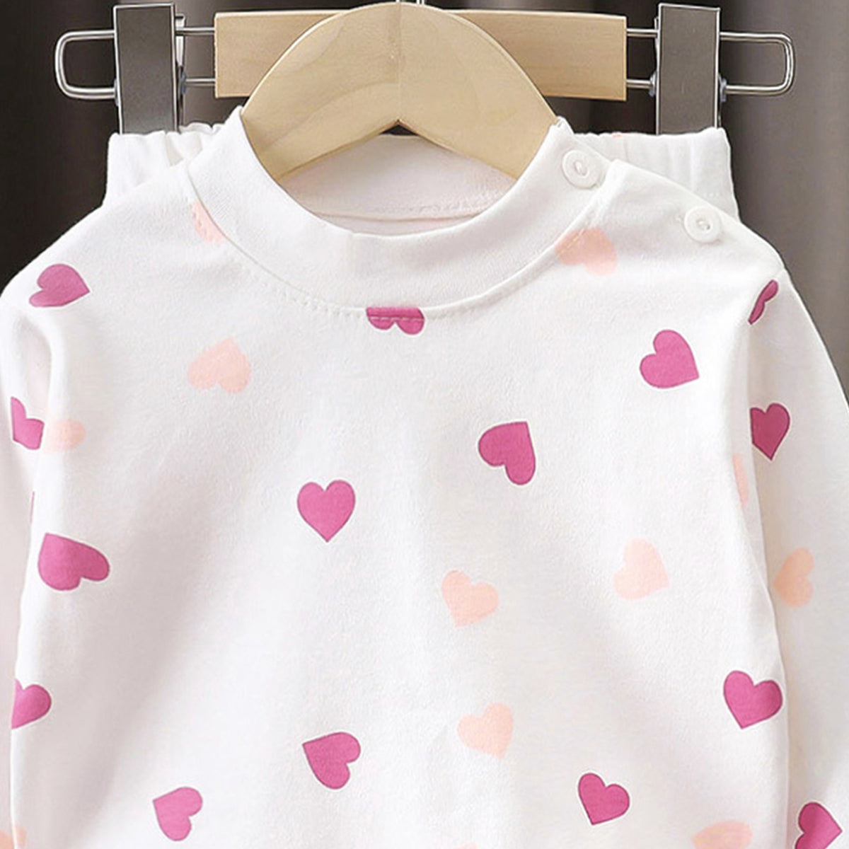 Minimalist Spring 2-Piece Unisex Kids' Pajama Set, Ages 2-7 | Color: Red | Image 2