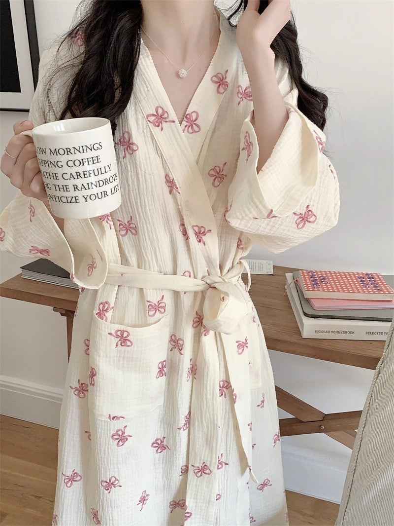 Elegant All-Season Women 's Long Sleeve Sleep Robe | Color: Style 1 | Image 2