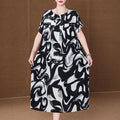 Casual Sporty Summer A-Line Dress | Color: Black&White | Image 1