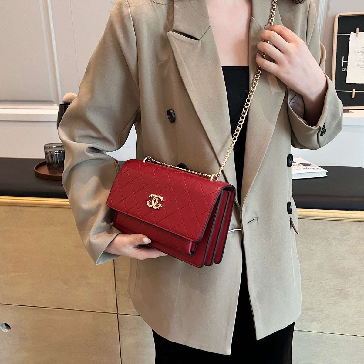 Modern Chic All-Season PU/Artificial Leather/Microfiber Leather Women's Crossbody Bags Other Bags | Color: Red | Image 2