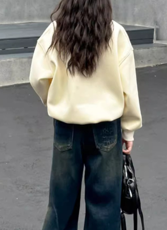 Casual Sporty Spring Girls' Sweatshirt, Ages 4-14 | Color: Apricot | Image 3
