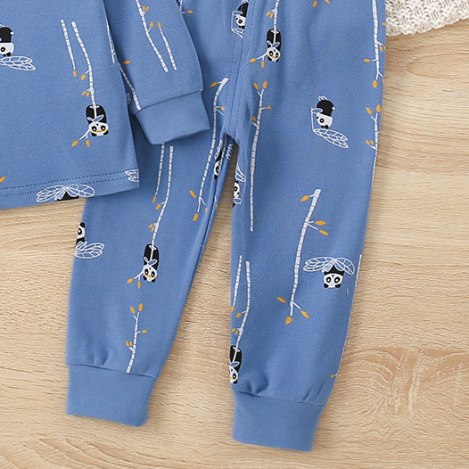 Minimalist Autumn 2-Piece Unisex Baby Pajama Set, Ages 6-24 Months | Color: Blue | Image 2