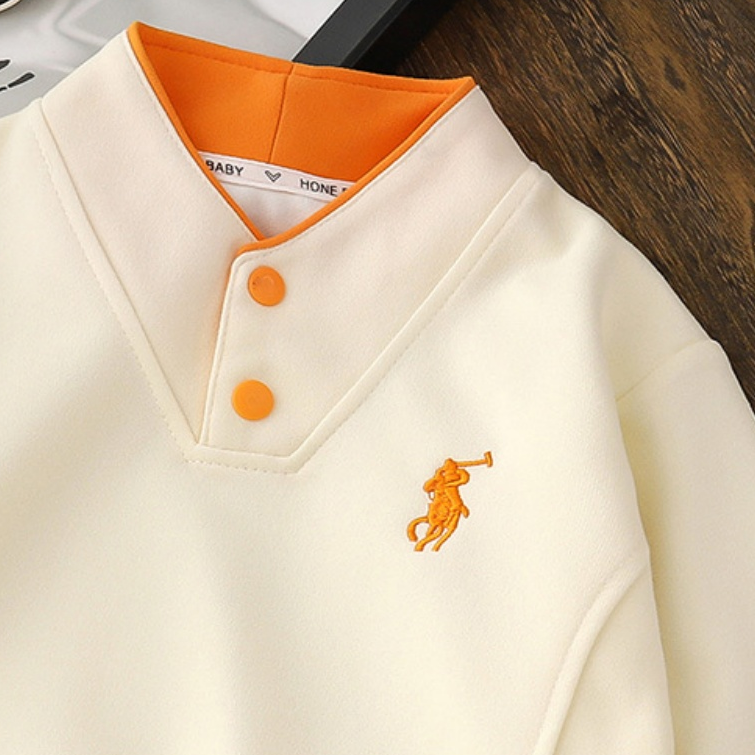 Modern Chic All-Season Casual Sporty Autumn Unisex Kids' Sweatshirt, Ages 2-13 | Color: Beige | Image 3