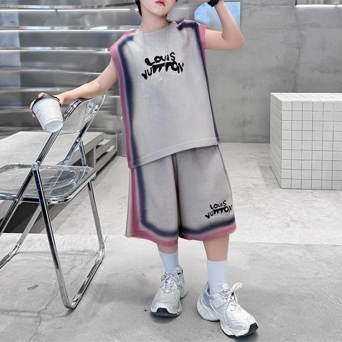 Trendy Summer 2-Piece Boys' Pants Suit, Ages 5-12 | Color: Grey | Image 2