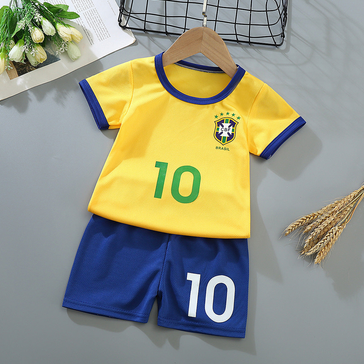 Minimalist Summer 2-Piece Boys' Pants Suit, Ages 2-9 | Color: Yellow | Image 2