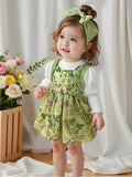 Sweet & Cute Autumn Girls' Dress, Ages 9 Months-3 Years | Color: Green | Image 1