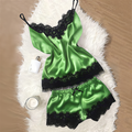 Minimalist Summer 2 Pcs Women 's Sleeveless Night Set | Color: Dark Green | Image 1