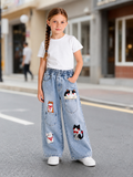 Sweet & Cute Autumn Girls' Jeans, Ages 4-14 | Color: Light Blue | Image 1