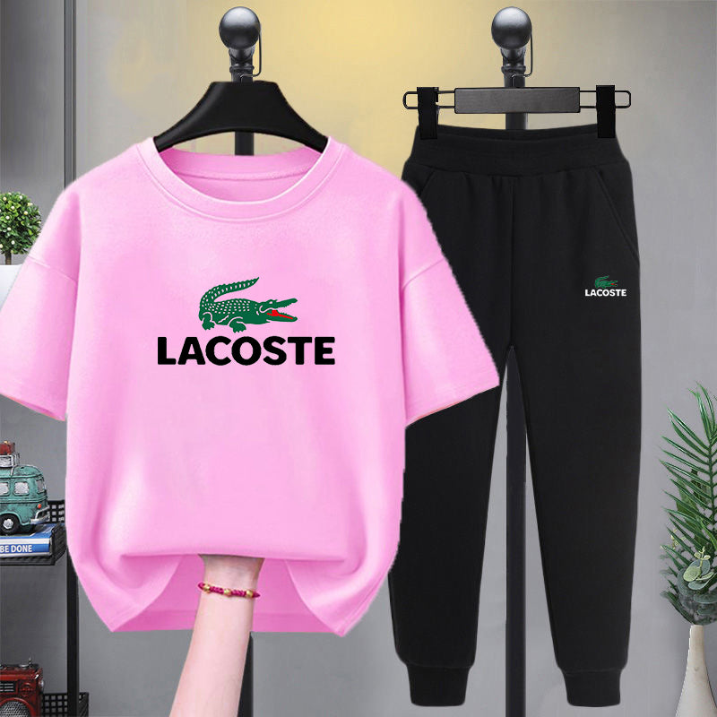 Modern Chic All-Season Minimalist Summer 2-Piece Boys' Pants Suit, Ages 3-14 | Color: Pink | Image 1