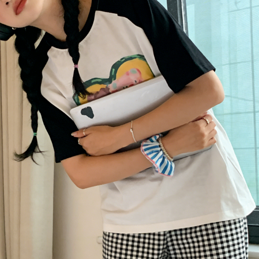 Sweet Feminine Summer 2 Pcs Women 's Short  Sleeve Sleep Set | Color: Style 1 | Image 2