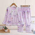 Modern Chic All-Season Casual Sporty Autumn 2-Piece Girls' Pajama Set, Ages 3-13 | Color: Style 1 | Image 1