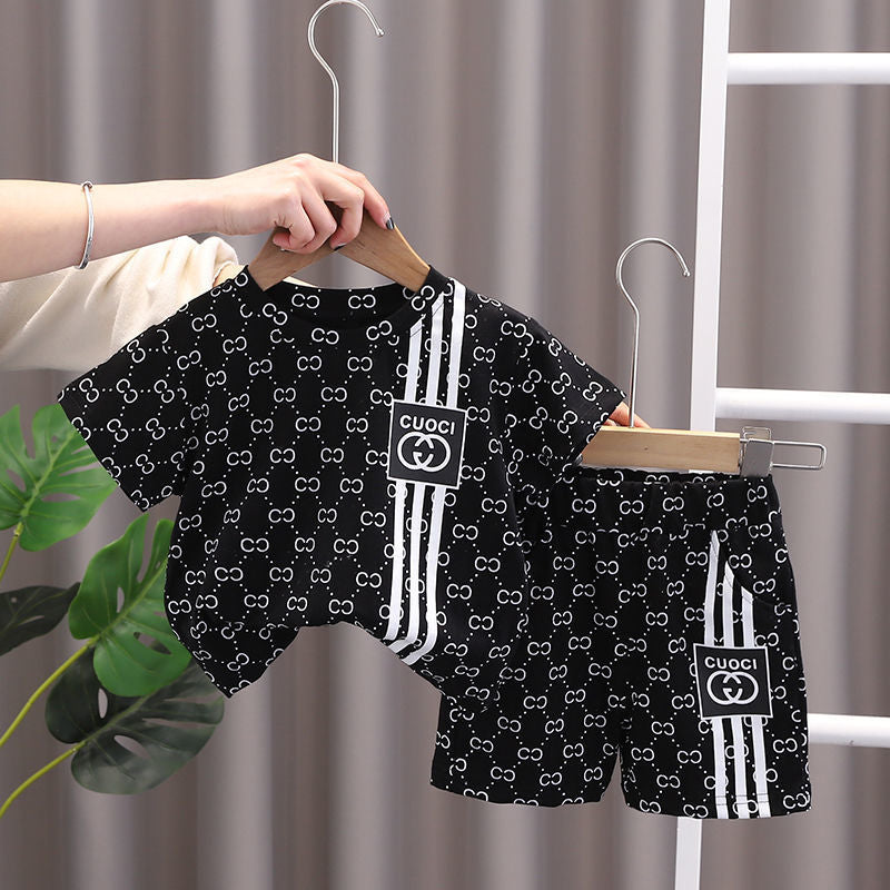 Modern Chic All-Season Minimalist Summer 2-Piece Boys' Pants Suit, Ages 2-9 | Color: Black | Image 1