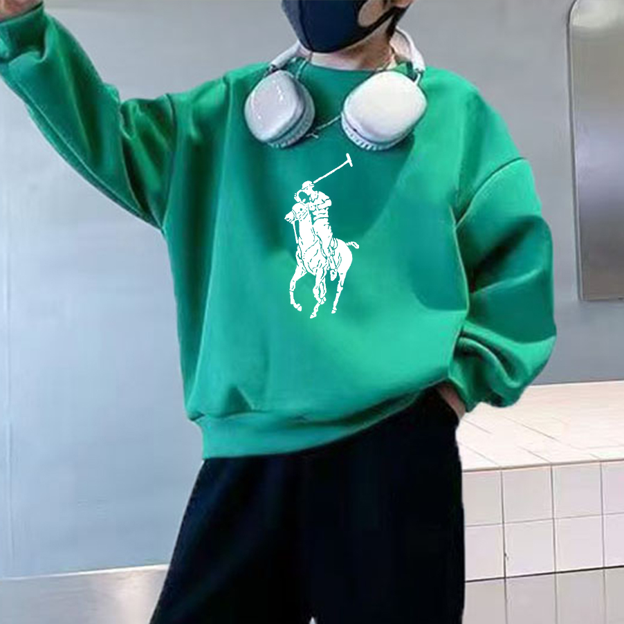 Modern Chic All-Season Minimalist Autumn Boys' Sweatshirt, Ages 4-14 | Color: Green | Image 1