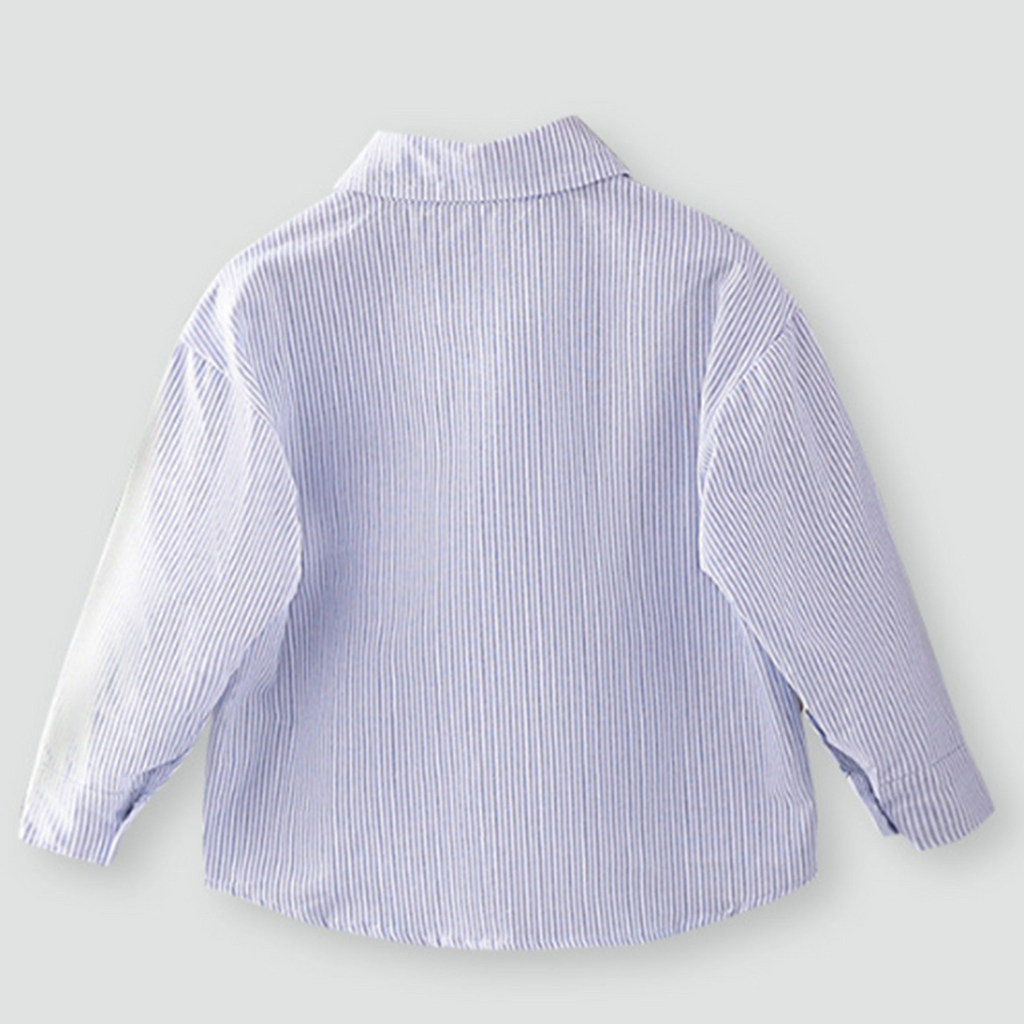 Modern Chic All-Season Minimalist Autumn Boys' Shirt, Ages 2-9 | Color: Light Blue | Image 2