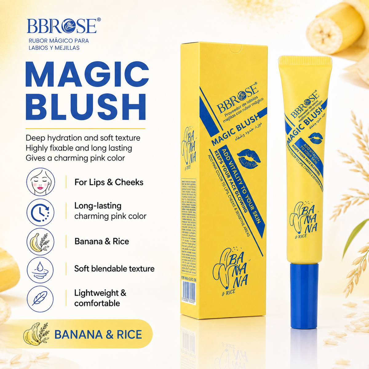 Magic Blush Banana & Rice – Pink Tint for Lips, Cheeks & Sensitive Areas