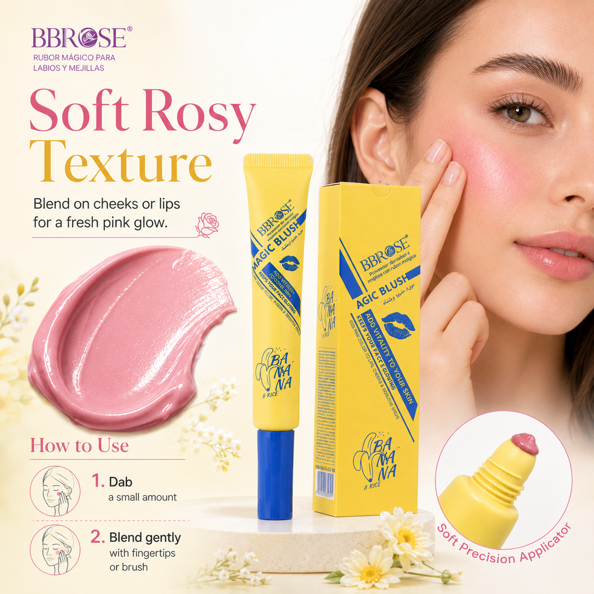 Magic Blush Banana & Rice – Pink Tint for Lips, Cheeks & Sensitive Areas