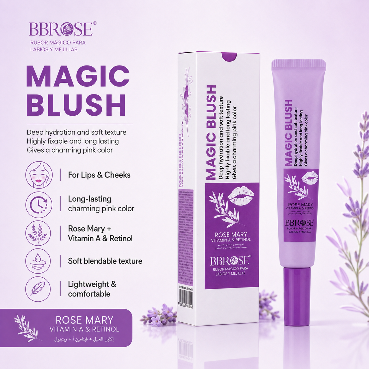 Rosemary Magic Blush 20ml – Long-Lasting Organic Liquid Blush for Lips & Cheeks, Buildable Vegan Makeup for a Natural Matte Finish and Radiant Glow