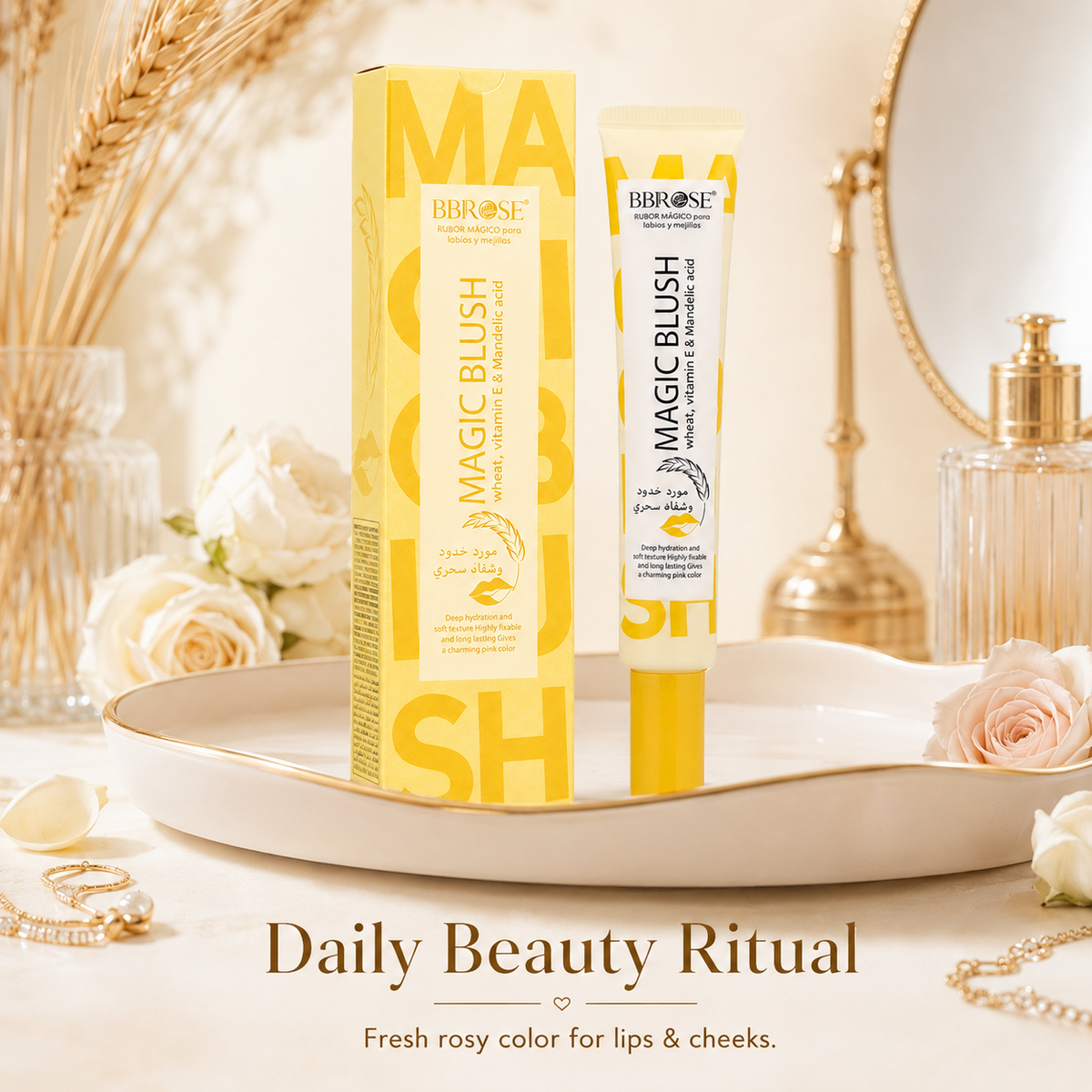 BBROSE Magic Blush with Wheat, Vitamin E & Mandelic Acid – Long-Lasting Lip & Cheek Tint